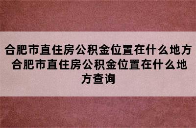 合肥市直住房公积金位置在什么地方 合肥市直住房公积金位置在什么地方查询